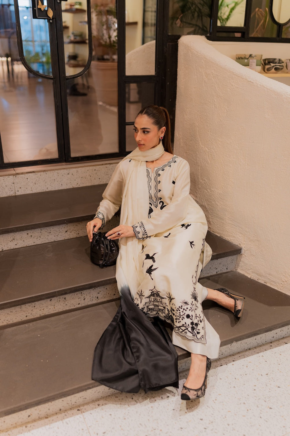 MIRANA-3PC DHANAK EMBROIDERED SHIRT WITH BAMBER TYE&DYE CHIFFON DUPATTA AND TROUSER (SYT-154)