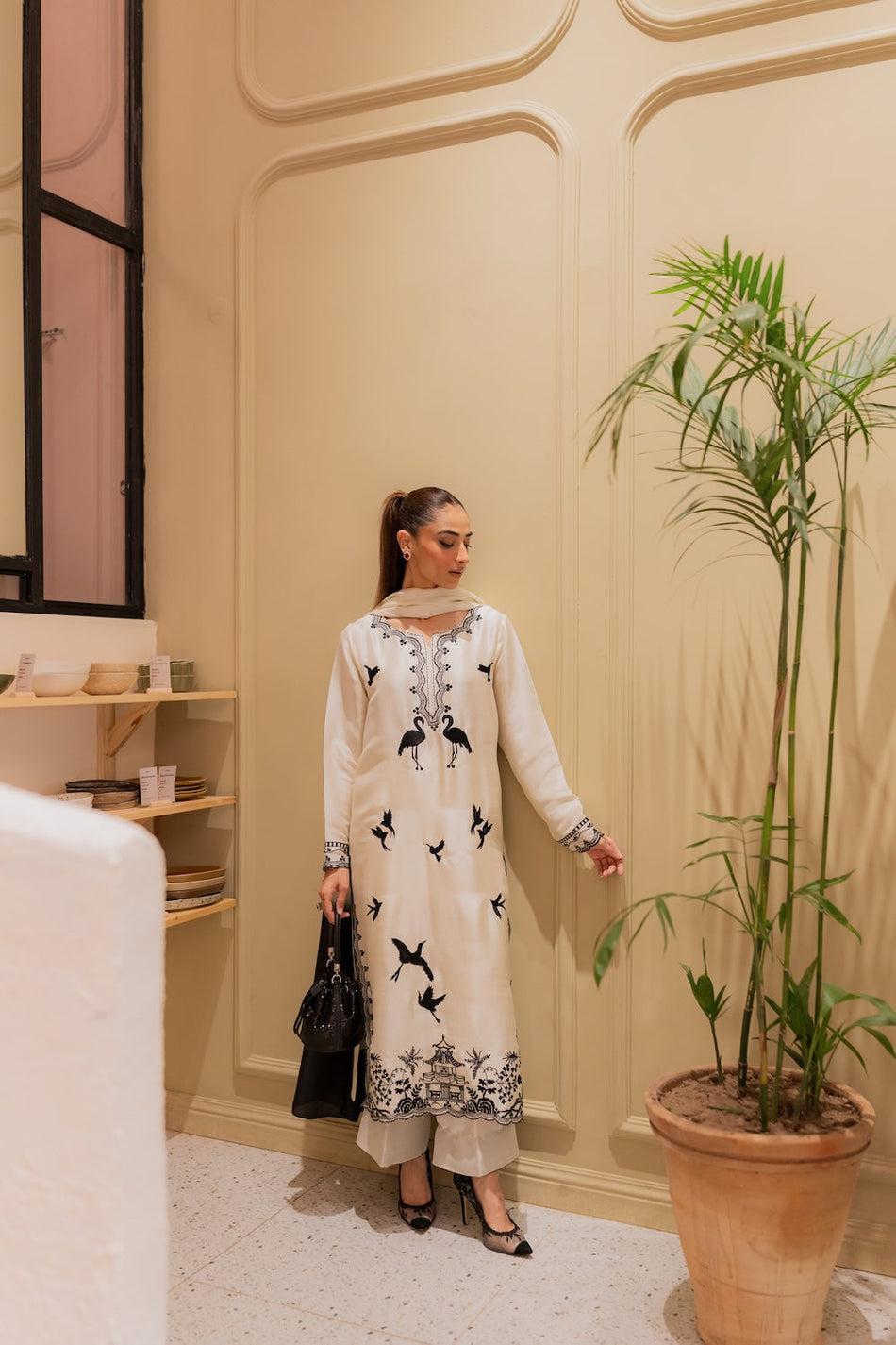 MIRANA-3PC DHANAK EMBROIDERED SHIRT WITH BAMBER TYE&DYE CHIFFON DUPATTA AND TROUSER (SYT-154)