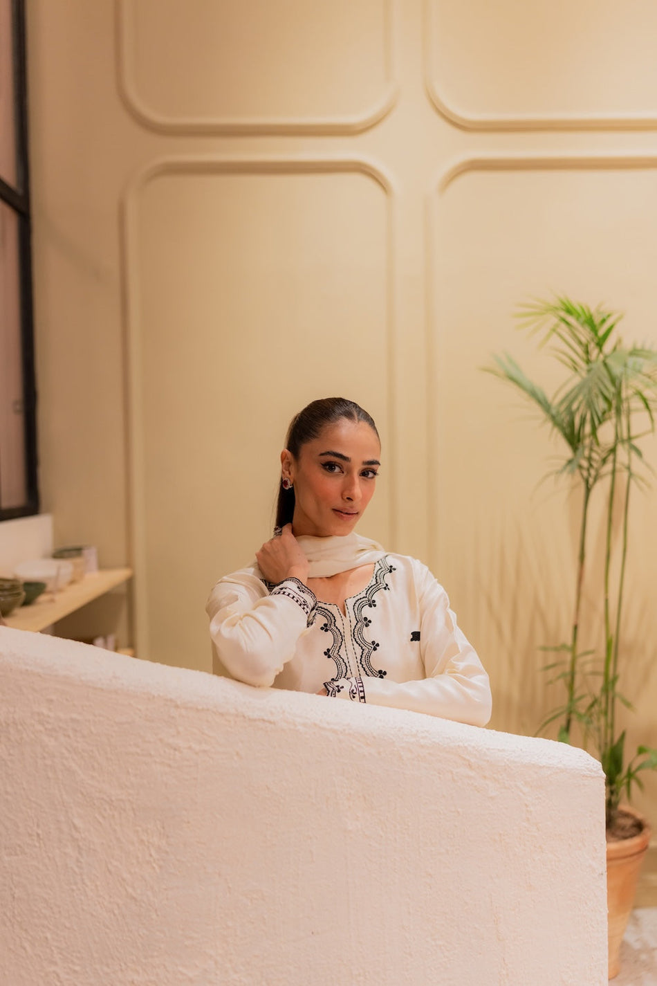 MIRANA-3PC DHANAK EMBROIDERED SHIRT WITH BAMBER TYE&DYE CHIFFON DUPATTA AND TROUSER (SYT-154)