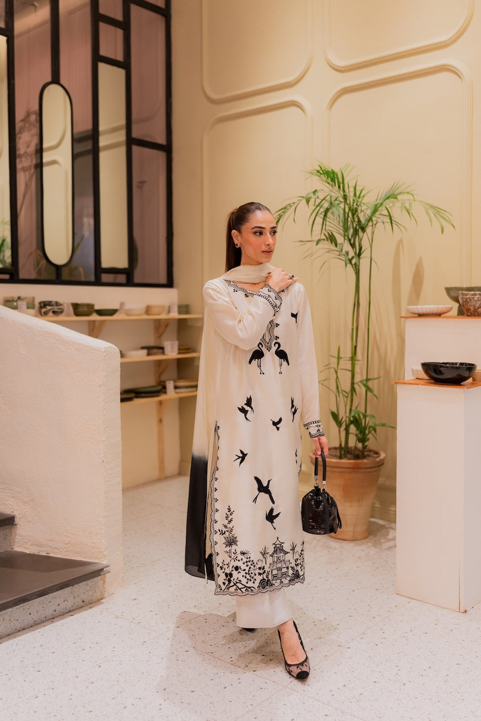 MIRANA-3PC DHANAK EMBROIDERED SHIRT WITH BAMBER TYE&DYE CHIFFON DUPATTA AND TROUSER (SYT-154)