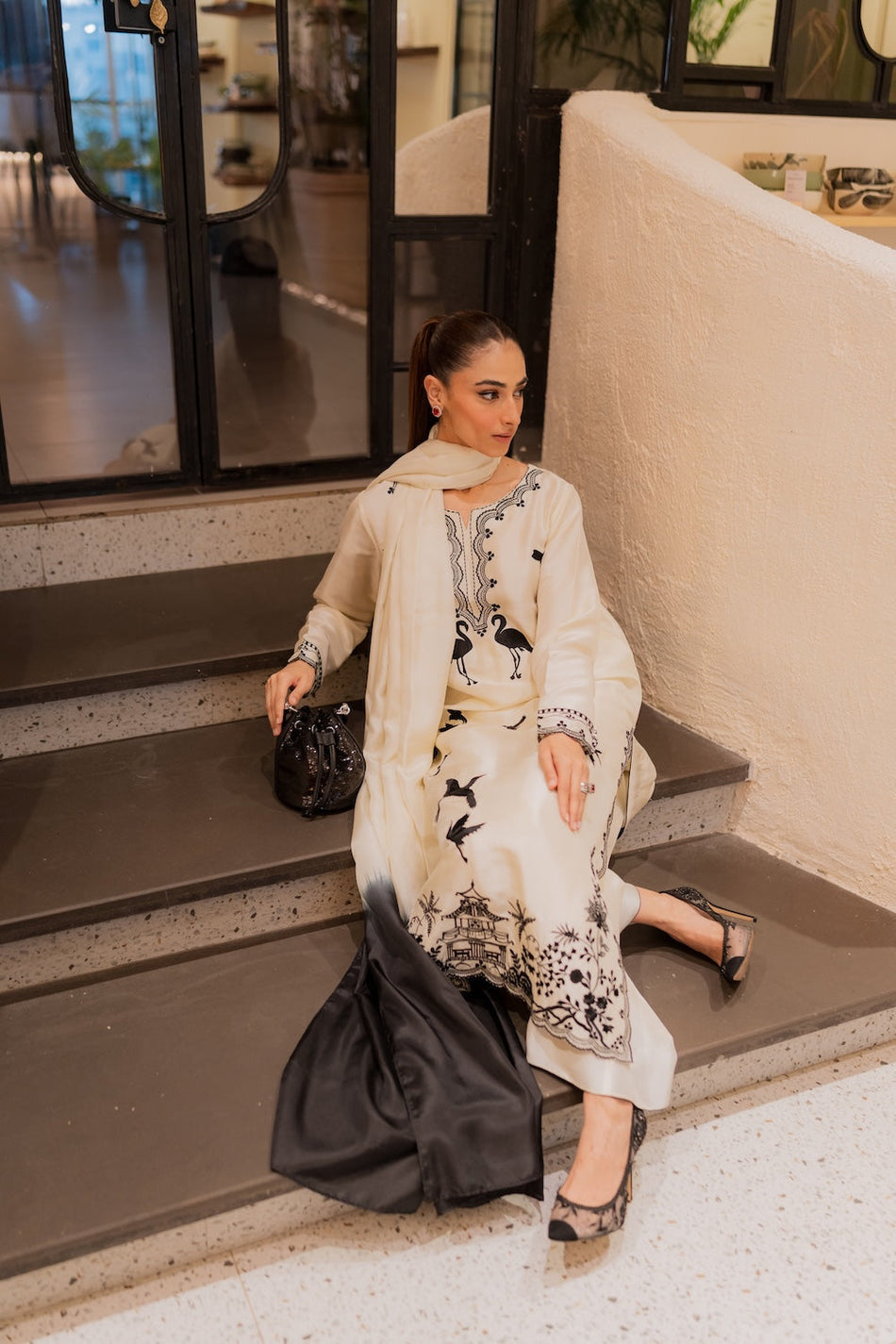 MIRANA-3PC DHANAK EMBROIDERED SHIRT WITH BAMBER TYE&DYE CHIFFON DUPATTA AND TROUSER (SYT-154)