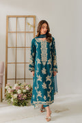 VINTAGE-3PC DHANAK EMBROIDERED SHIRT WITH BAMBER CHIFFON DUPATTA AND TROUSER (SYT-155)
