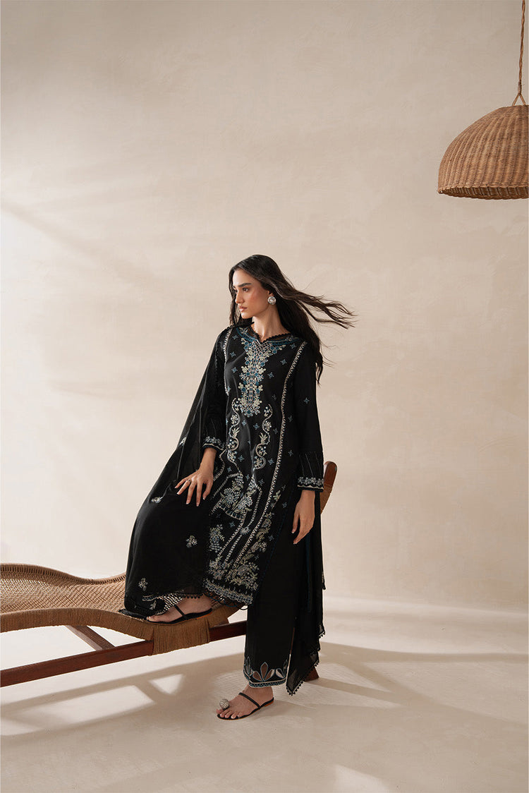 BEECHTREE-3PC KARANDI EMBROIDERED SHIRT WITH KHADDI NET EMBROIDERED DUPATTA AND EMB TROUSER (SYT-159)