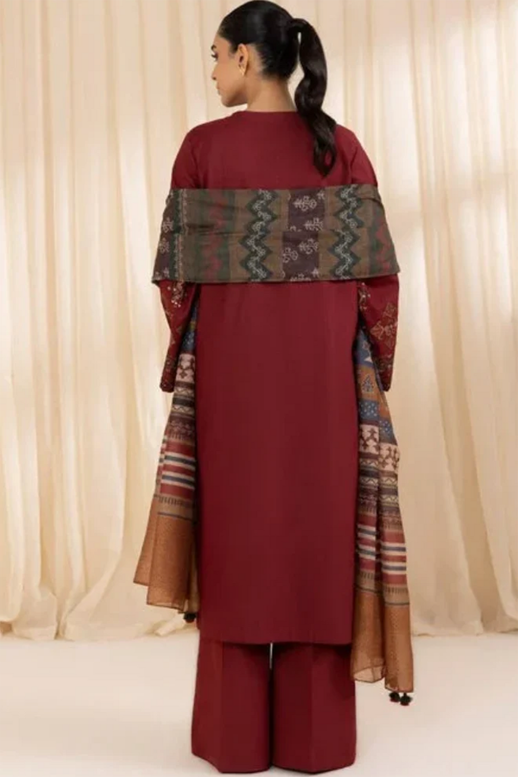 Sapphire - 3PC Unstitched Dhanak Embroidered Front with Digital Printed Shawl and Plain Trouser (SYT-166)