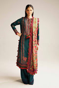 Hussain Rehar - UNSTITCHED 3PC Embroidered Dhanak Suit with Printed Shawal (SYT-179)