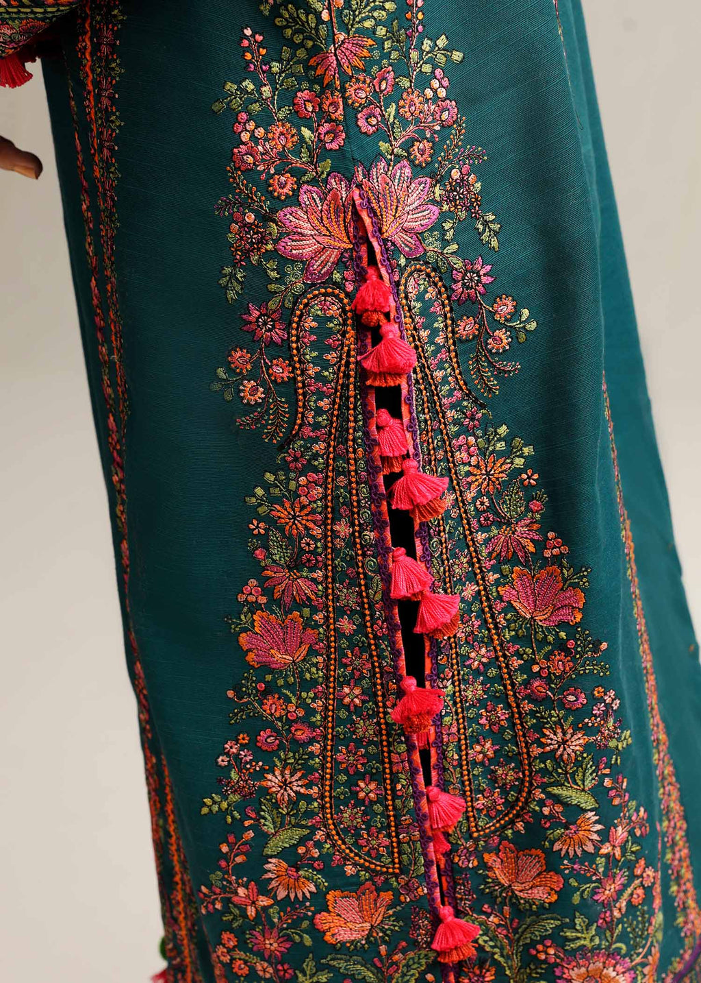 Hussain Rehar - UNSTITCHED 3PC Embroidered Dhanak Suit with Printed Shawal (SYT-179)