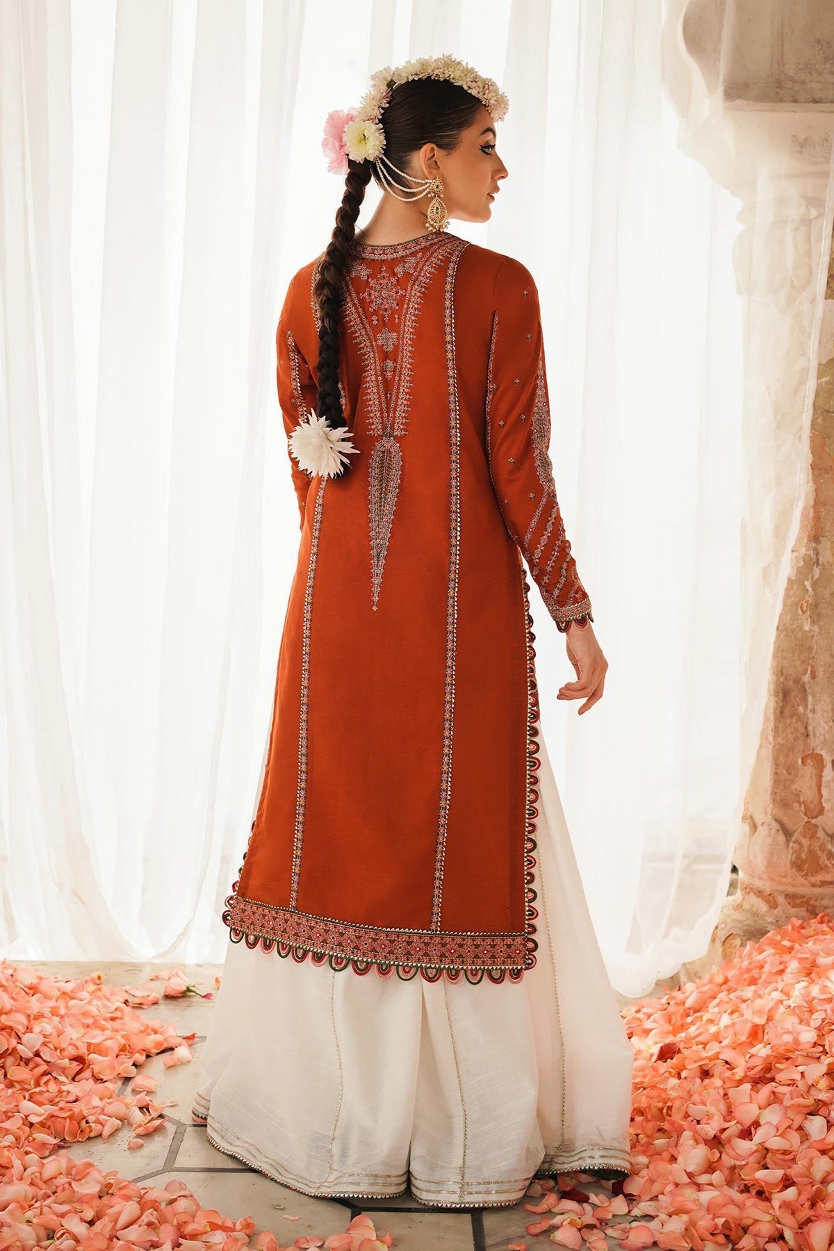 Hussain Rehar - UNSTITCHED 3PC Embroidered Dhanak Suit with Printed Shawal (SYT-180)