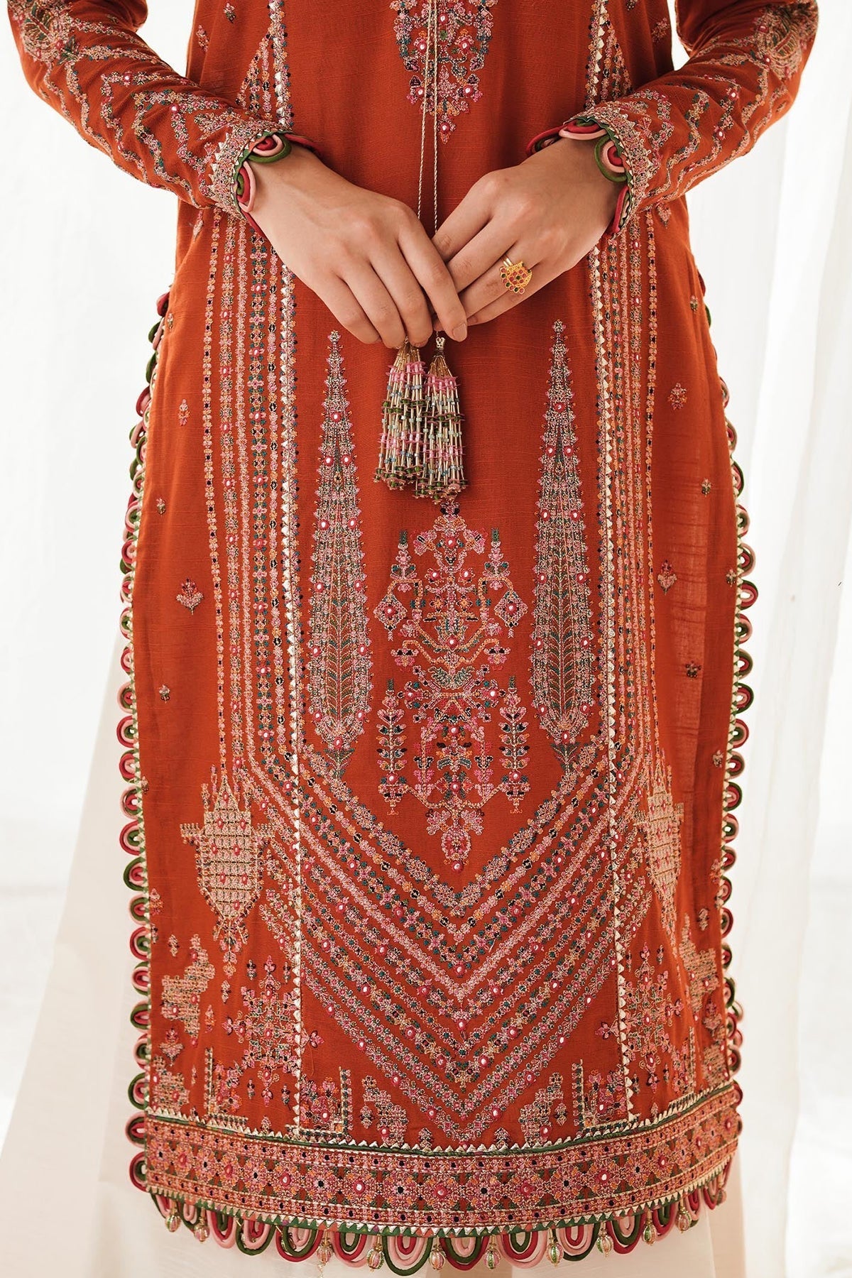 Hussain Rehar - UNSTITCHED 3PC Embroidered Dhanak Suit with Printed Shawal (SYT-180)