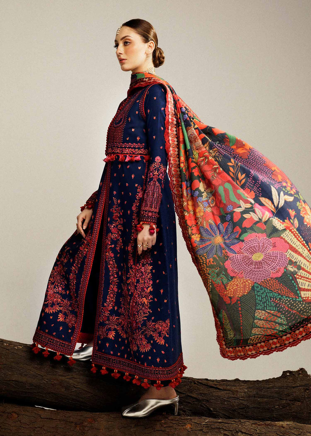 Hussain Rehar - UNSTITCHED 3PC Embroidered Dhanak Suit with Printed Shawal (SYT-187)