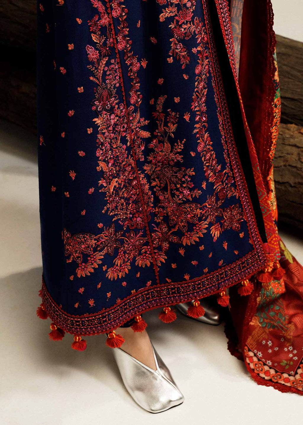 Hussain Rehar - UNSTITCHED 3PC Embroidered Dhanak Suit with Printed Shawal (SYT-187)