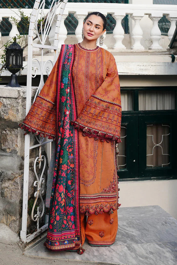 Hussain Rehar - UNSTITCHED 3PC Embroidered Dhanak Suit with Printed Shawal (SYT-189)