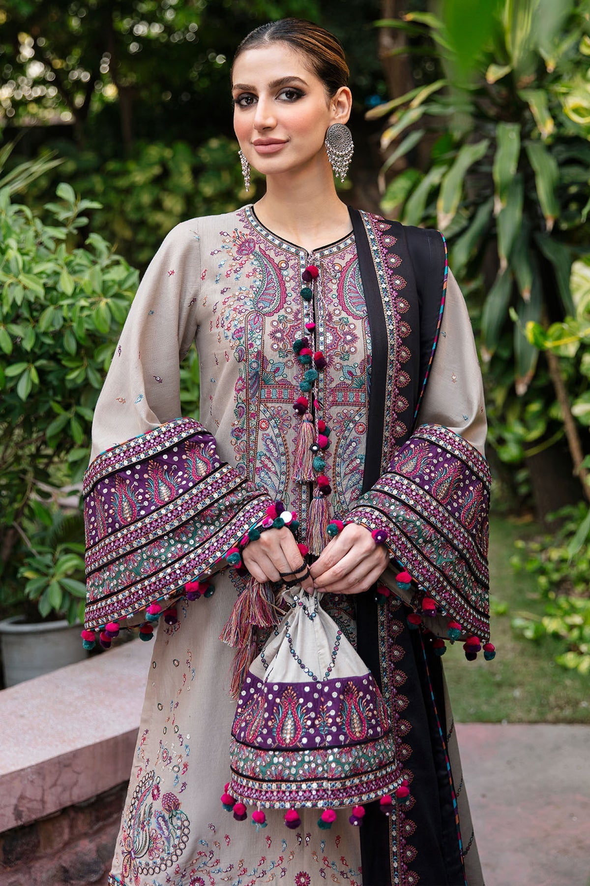 JAZMIN - UNSTITCHED Luxury Embroidered Dhanak 3pc with Embroidered Dhanak Emb Shawl (SYT-190)