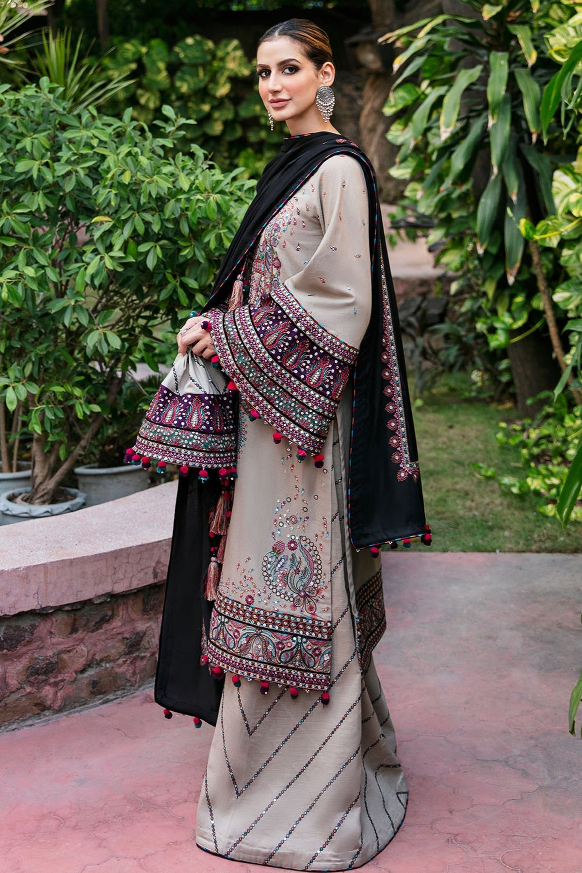 JAZMIN - UNSTITCHED Luxury Embroidered Dhanak 3pc with Embroidered Dhanak Emb Shawl (SYT-190)