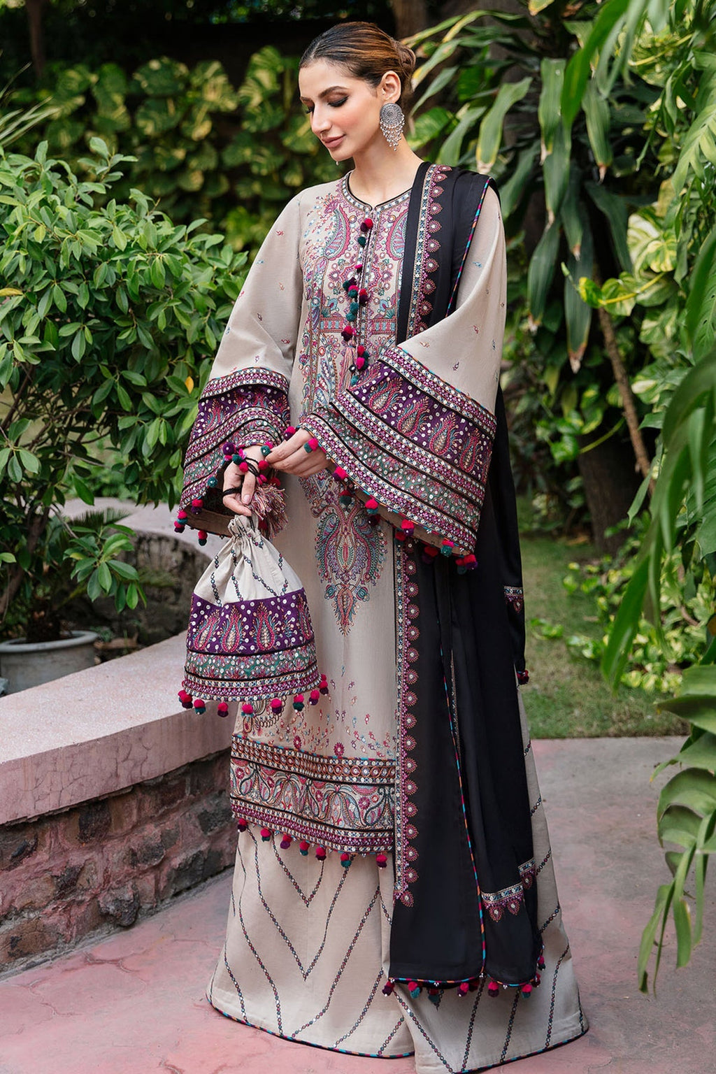 JAZMIN - UNSTITCHED Luxury Embroidered Dhanak 3pc with Embroidered Dhanak Emb Shawl (SYT-190)