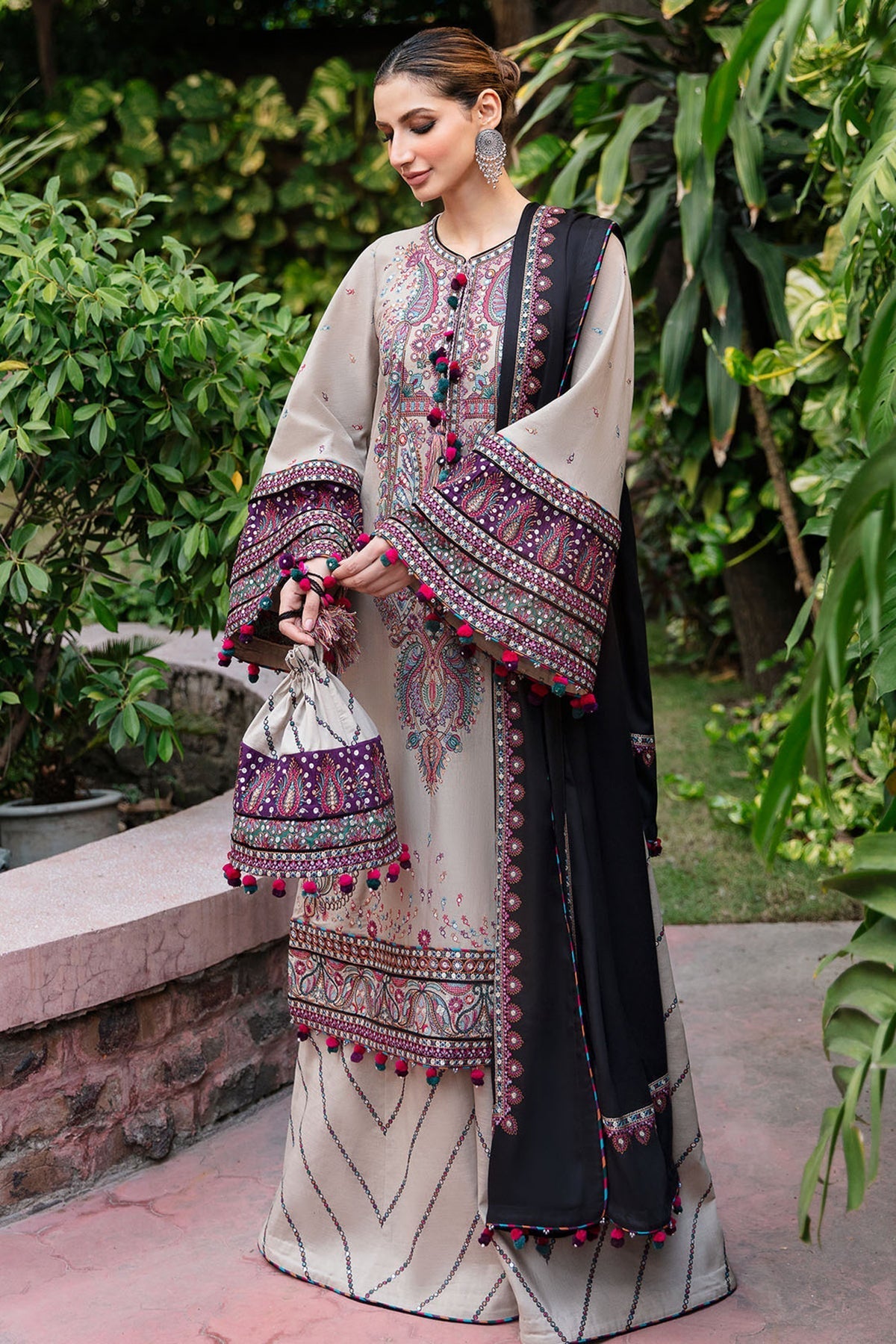 JAZMIN - UNSTITCHED Luxury Embroidered Dhanak 3pc with Embroidered Dhanak Emb Shawl (SYT-190)