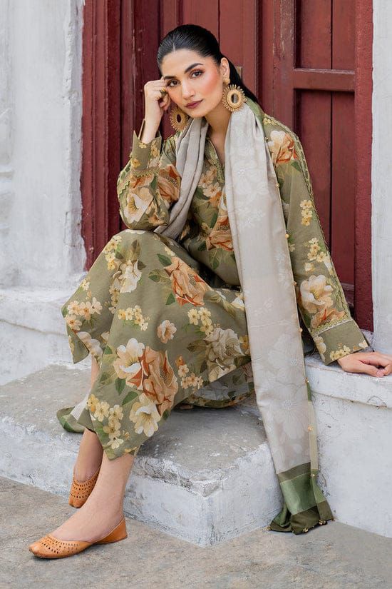 BAROUQE-3PC KARANDI PRINTED SHIRT WITH KARANDI PRINTED DUPATTA AND TROUSER