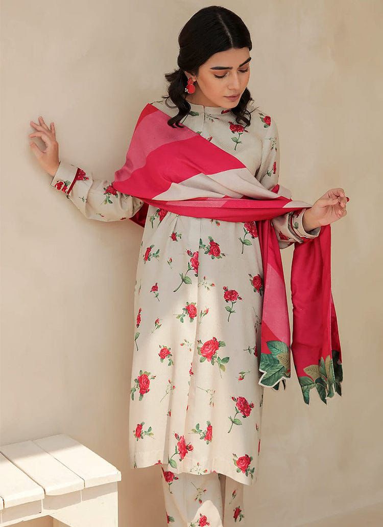 BAROUQE-3PC KARANDI PRINTED SHIRT WITH KARANDI PRINTED DUPATTA AND TROUSER