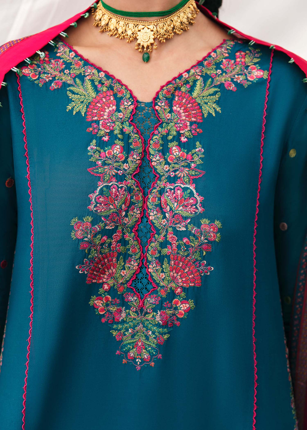 HUSSAIN REHAR - UNSTITCHED 3PC EMBROIDERED DHANAK SUIT WITH PRINTED PASHMINA WOOL SHAWAL (SYT-191)