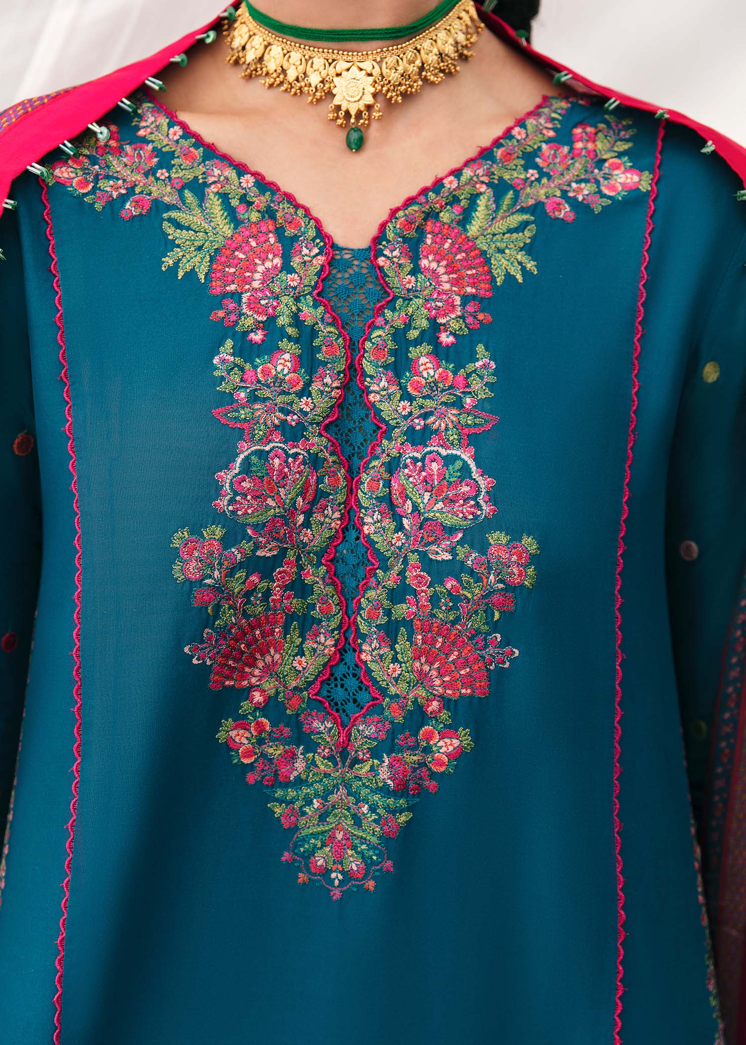 HUSSAIN REHAR - UNSTITCHED 3PC EMBROIDERED DHANAK SUIT WITH PRINTED PASHMINA WOOL SHAWAL (SYT-191)