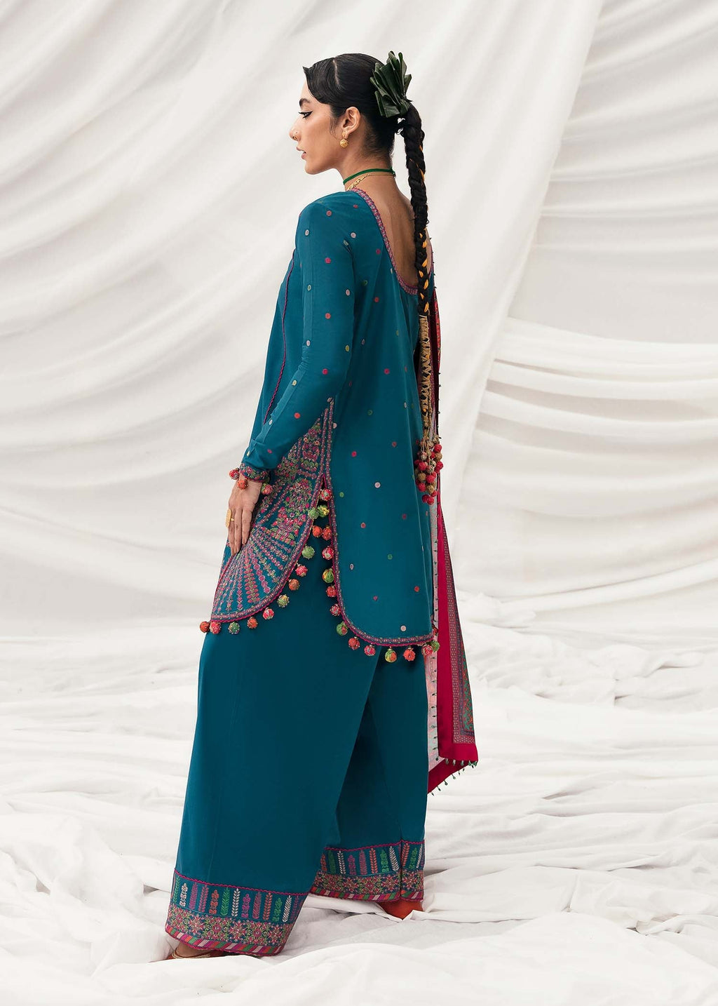 HUSSAIN REHAR - UNSTITCHED 3PC EMBROIDERED DHANAK SUIT WITH PRINTED PASHMINA WOOL SHAWAL (SYT-191)