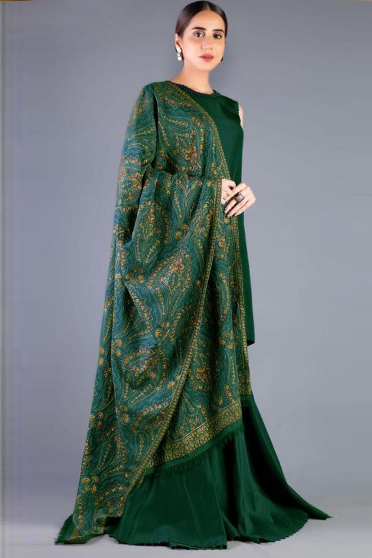 BAREEZE - UNSTITCHED 3PC EMBROIDERED DHANAK WITH EMBROIDERED SHAWL (SYT-192)