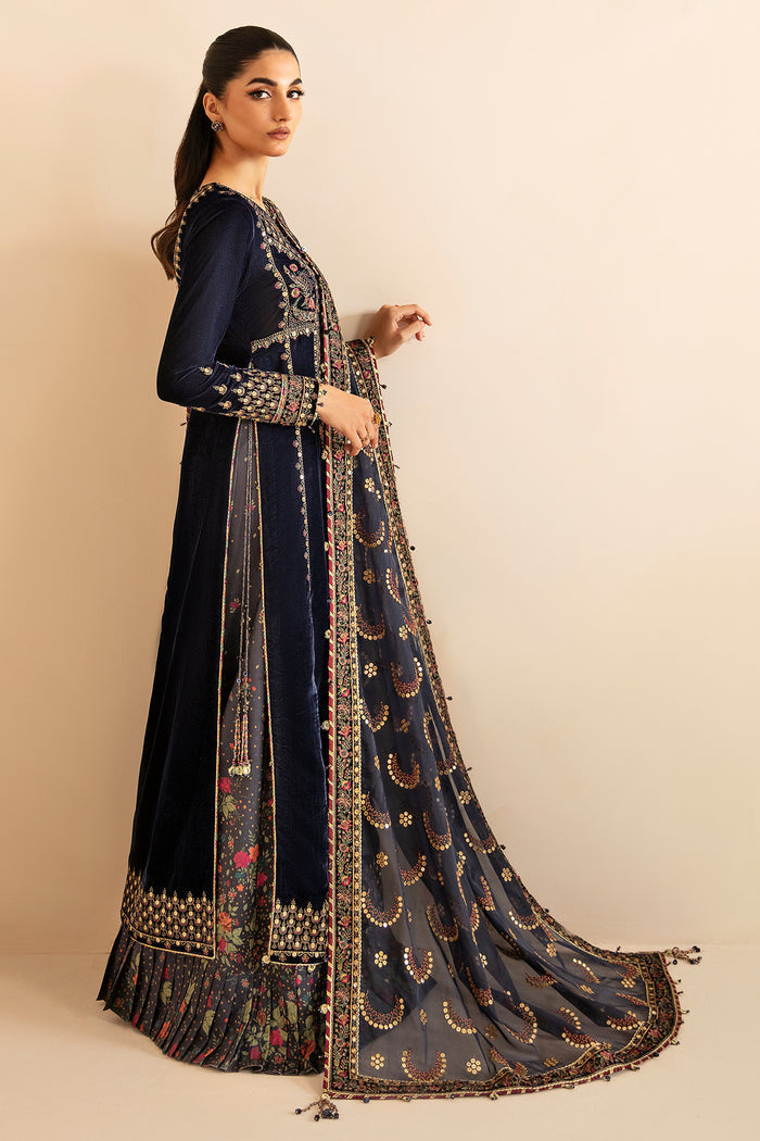 Jazmin 3PC Embroidered Velvet Suit with Embroidered Organza Dupatta (SYT-200)