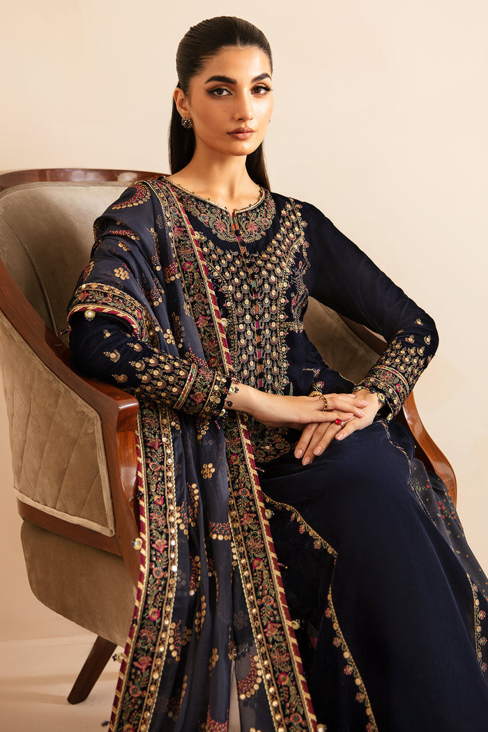 Jazmin 3PC Embroidered Velvet Suit with Embroidered Organza Dupatta (SYT-200)
