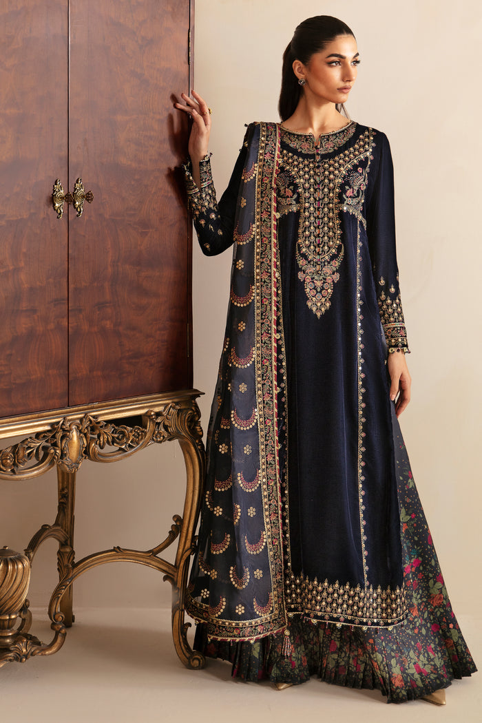 Jazmin 3PC Embroidered Velvet Suit with Embroidered Organza Dupatta (SYT-200)