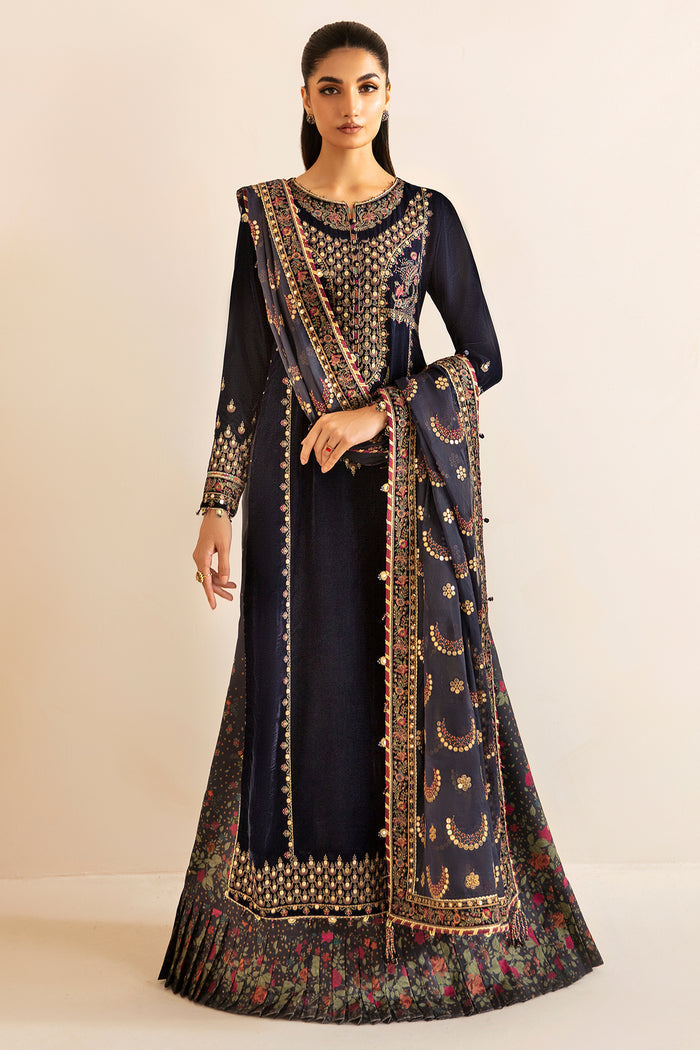 Jazmin 3PC Embroidered Velvet Suit with Embroidered Organza Dupatta (SYT-200)