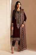 Jazmin 3PC Embroidered Velvet Suit with Embroidered Organza Dupatta (SYT-201)
