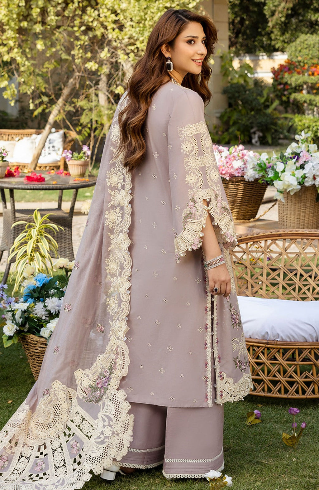ELAF - UNSTITCHED DHANAK EMBROIDERED 3PC WITH DHANAK EMBROIDERED SHAWL (SYT-205)
