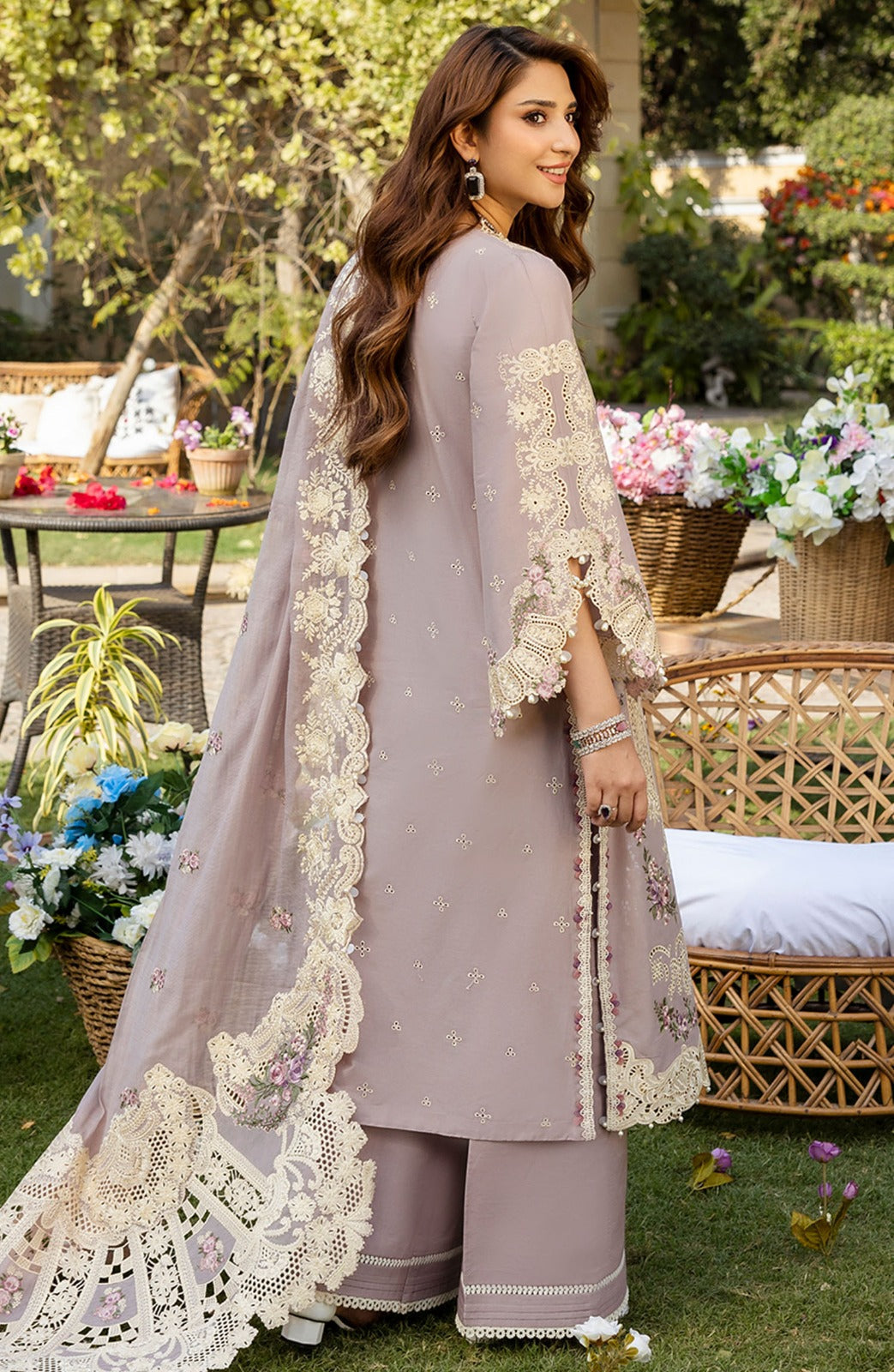 ELAF - UNSTITCHED DHANAK EMBROIDERED 3PC WITH DHANAK EMBROIDERED SHAWL (SYT-205)