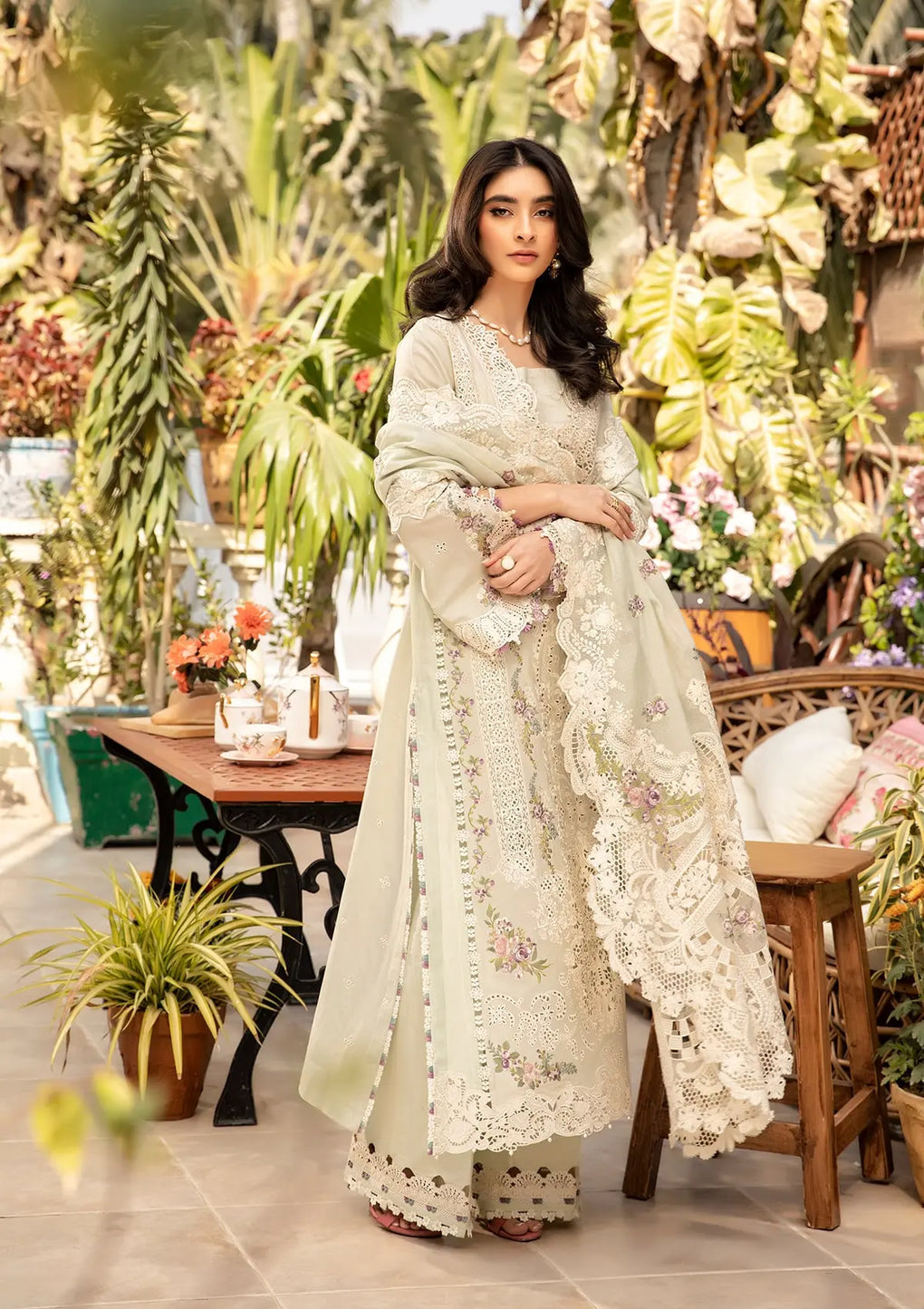 ELAF - UNSTITCHED DHANAK EMBROIDERED 3PC WITH DHANAK EMBROIDERED SHAWL (SYT-206)