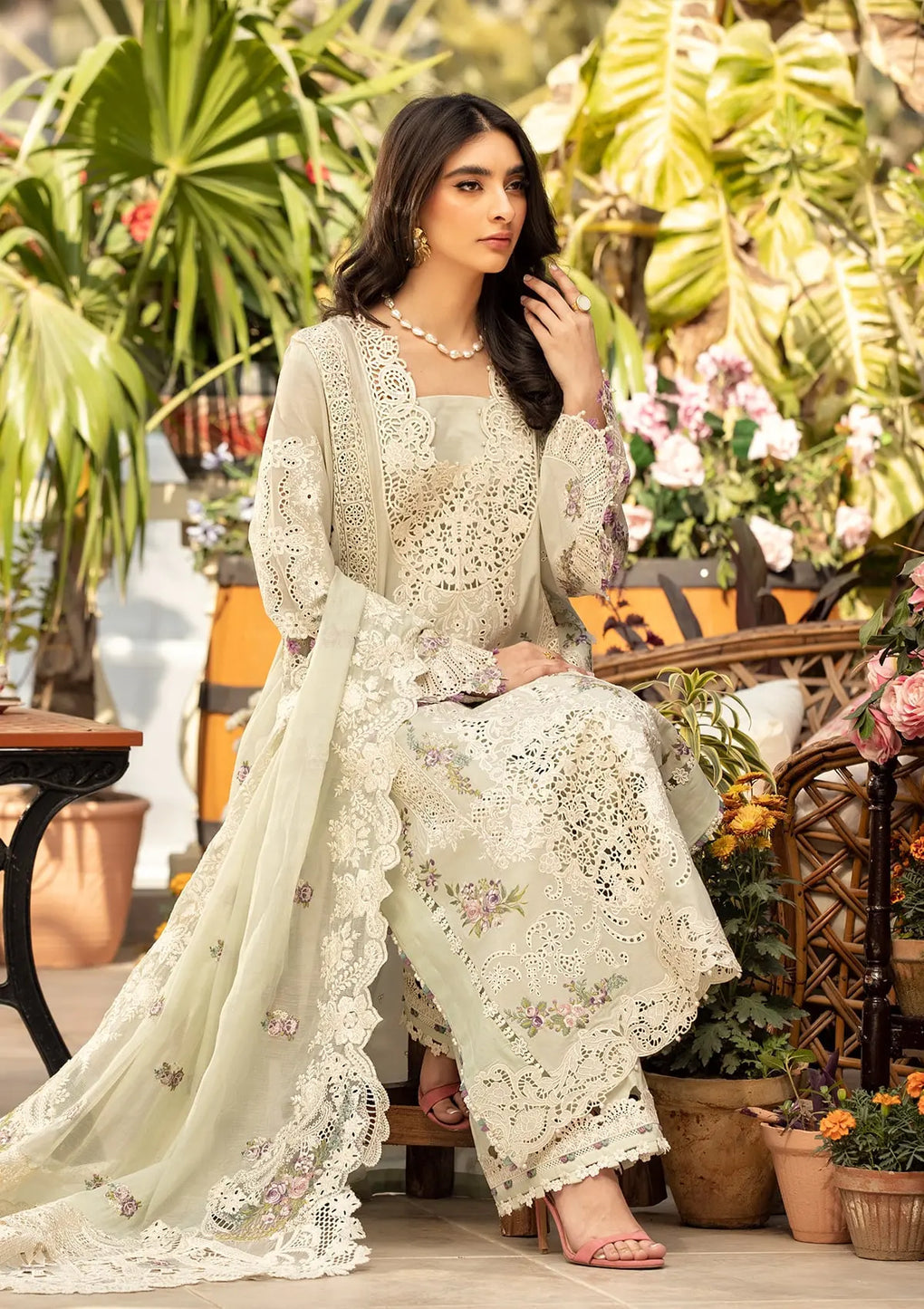 ELAF - UNSTITCHED DHANAK EMBROIDERED 3PC WITH DHANAK EMBROIDERED SHAWL (SYT-206)