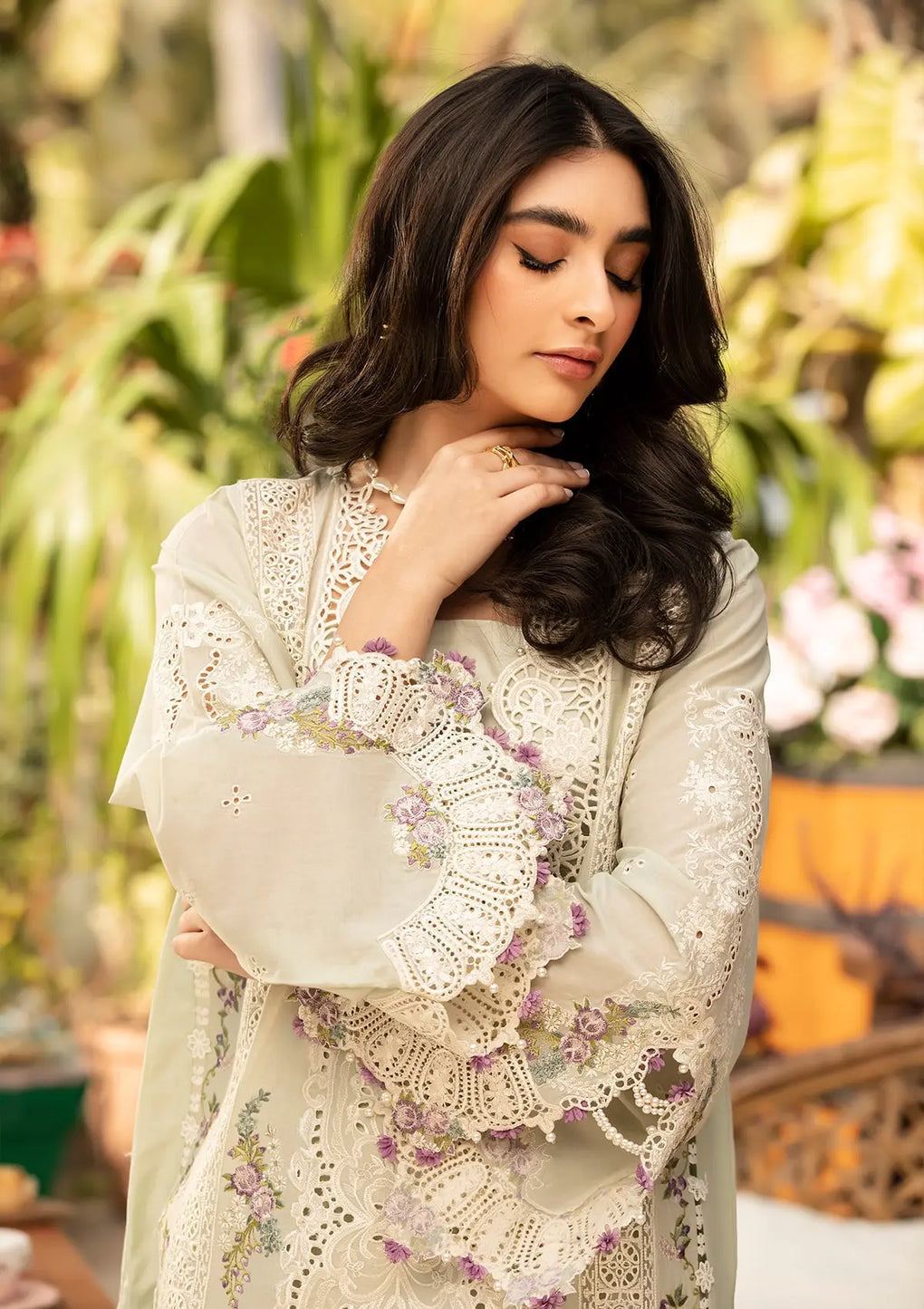 ELAF - UNSTITCHED DHANAK EMBROIDERED 3PC WITH DHANAK EMBROIDERED SHAWL (SYT-206)