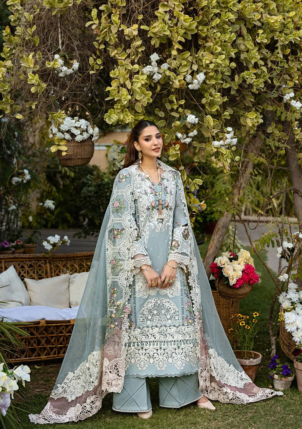 ELAF - UNSTITCHED DHANAK EMBROIDERED 3PC WITH KHAADI NEW EMBROIDERED SHAWL (SYT-207)
