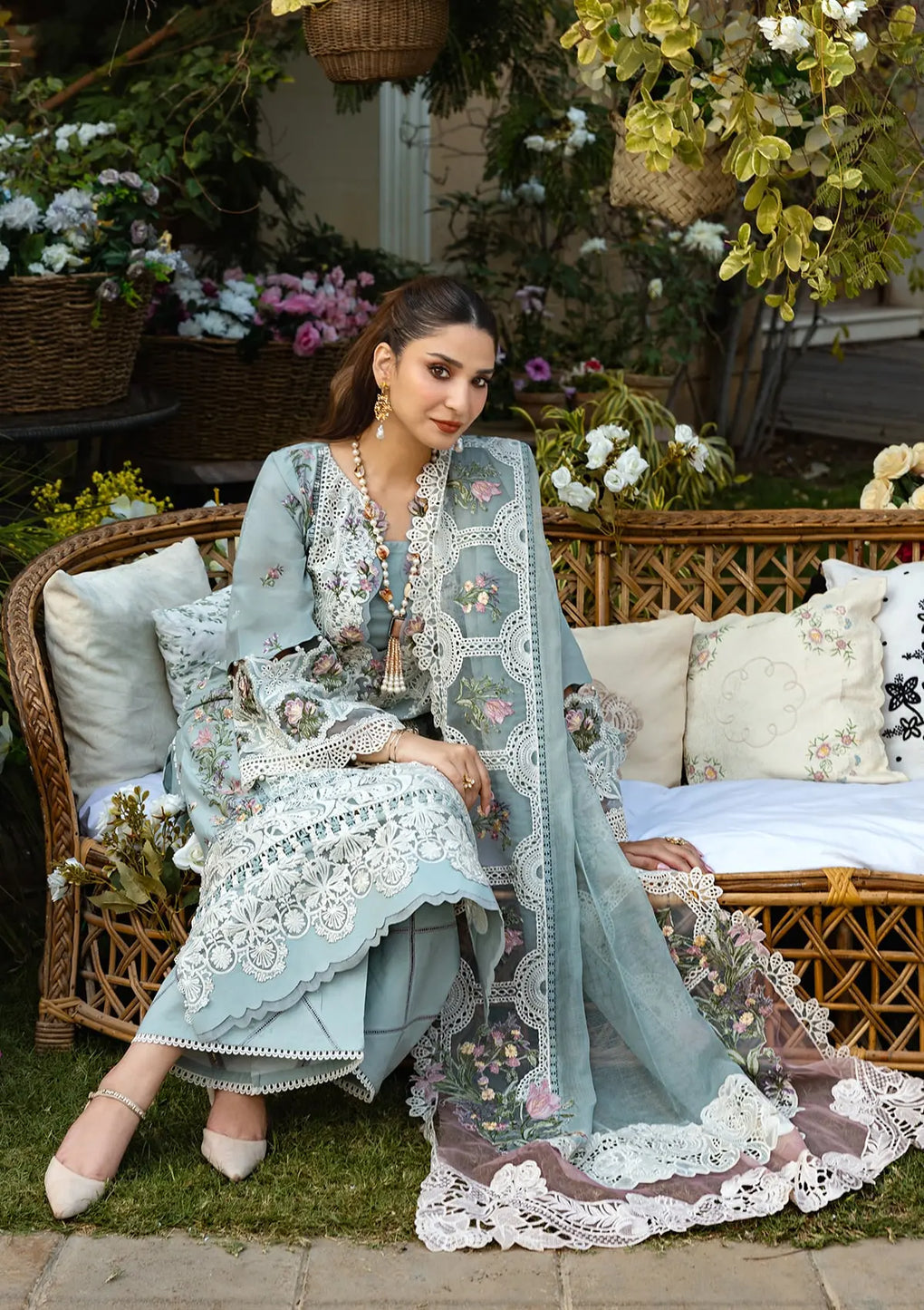 ELAF - UNSTITCHED DHANAK EMBROIDERED 3PC WITH KHAADI NEW EMBROIDERED SHAWL (SYT-207)